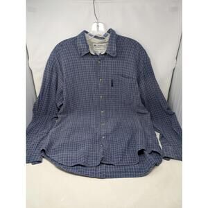 Columbia Long Sleeve Plaid Flannel Shirt Men's Black White Button Down XL